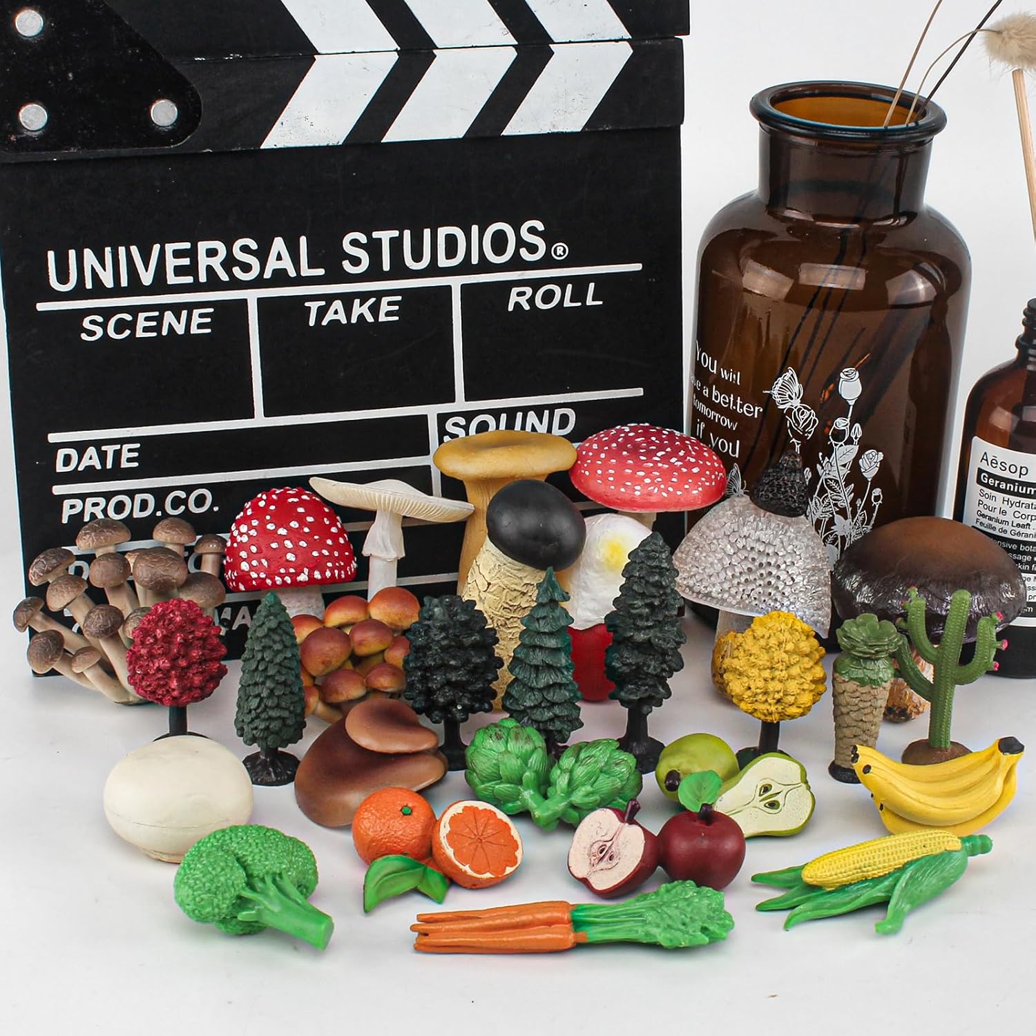 81C4YmeHC7L._AC_SL1500_.jpg Fungi Vegetable Fruit Tree Model Playsets 28 PCS Mushroom Corn Carrot Broccoli Apple Banana Orange Pear Figurines Party Favors Supplies Cake Toppers Set Toys for Boys Girls Kid Toddlers - Image 7