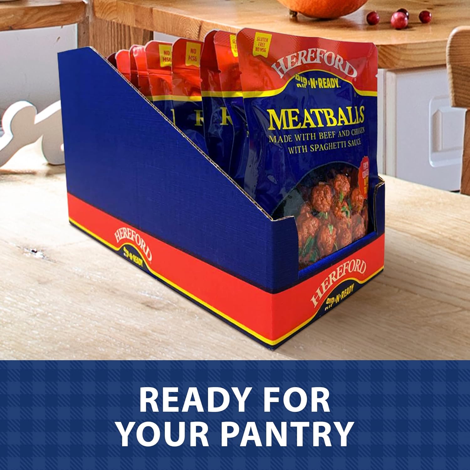 81Ic808z0IL._SL1500_.jpg Hereford Meatballs with Spaghetti Sauce | Shelf Stable | Fully Cooked | Ready to Eat | 12g Protein per Serving | 10oz per Pouch (Case of 12) - Image 4