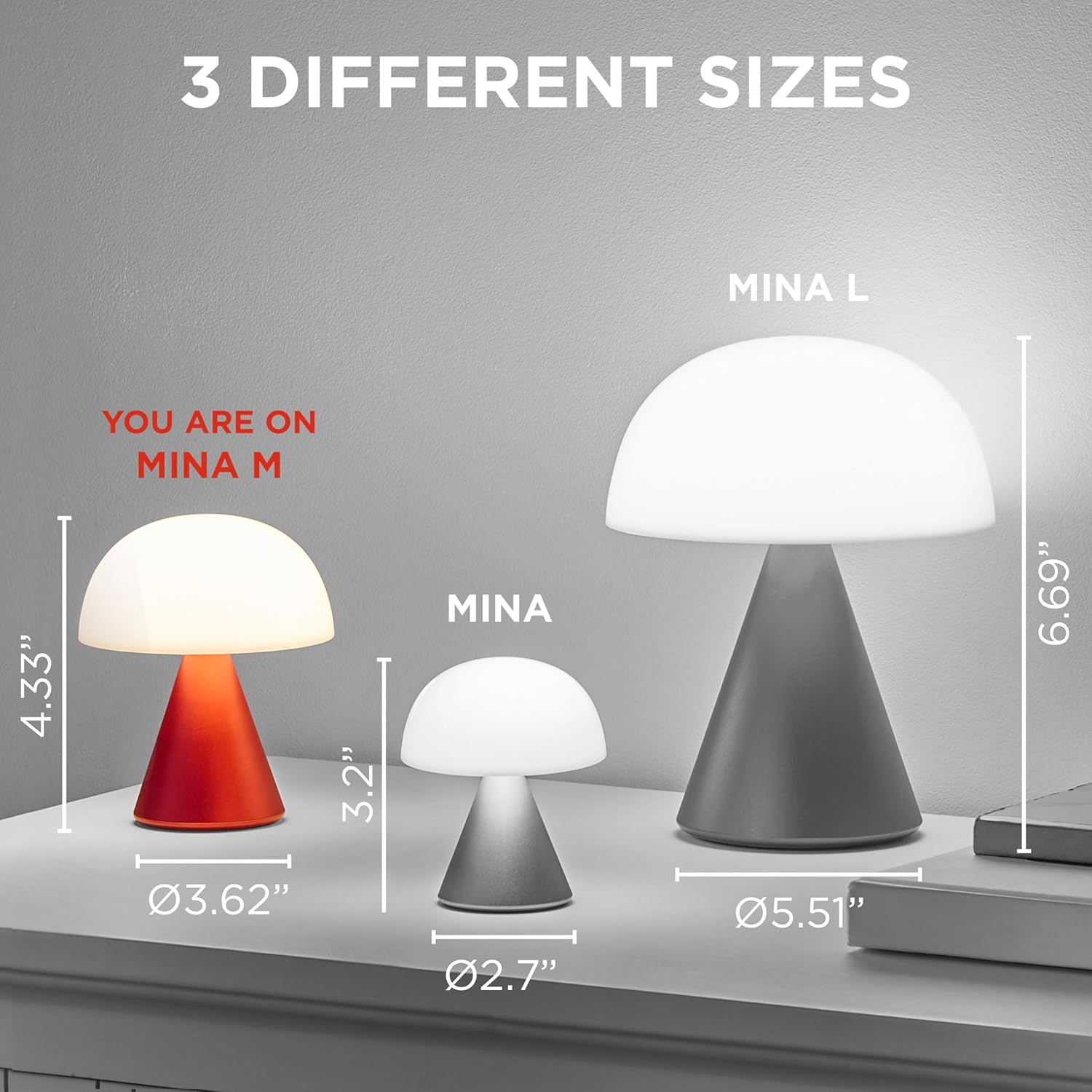 81KrhDTkzZL._AC_SL1500_.jpg Lexon Mina M Mushroom Lamp - Portable Bedside Light for Bedrooms, Kids & Nursery - 9 LED Color Rechargeable Table Lamp with 24h Light & Dimmer, Medium - Dark Blue - Image 3