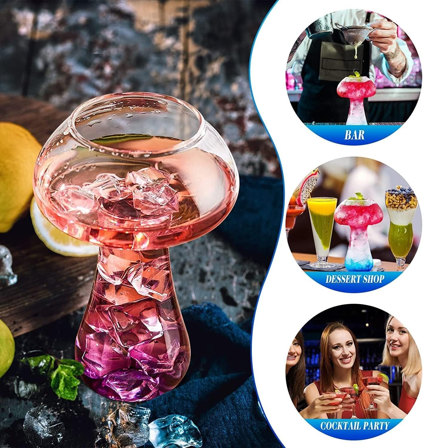 81MbQjnPZBL._AC_SL1500_.jpg 2pcs Mushroom Cocktail Glass Creative Martini Glasses Novelty Drink Cup Wine Goblets Champagne Cups for Home Bar Party/4 Mugs - Image 5