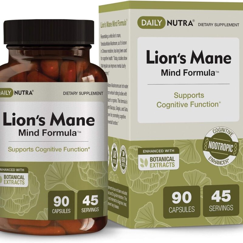 Lion’s Mane Mind Formula - Nootropic Supplement for Cognitive Brain Health | Organic Mushroom Extract with Bacopa, Gingko, and Gota Kola (90 Capsules)