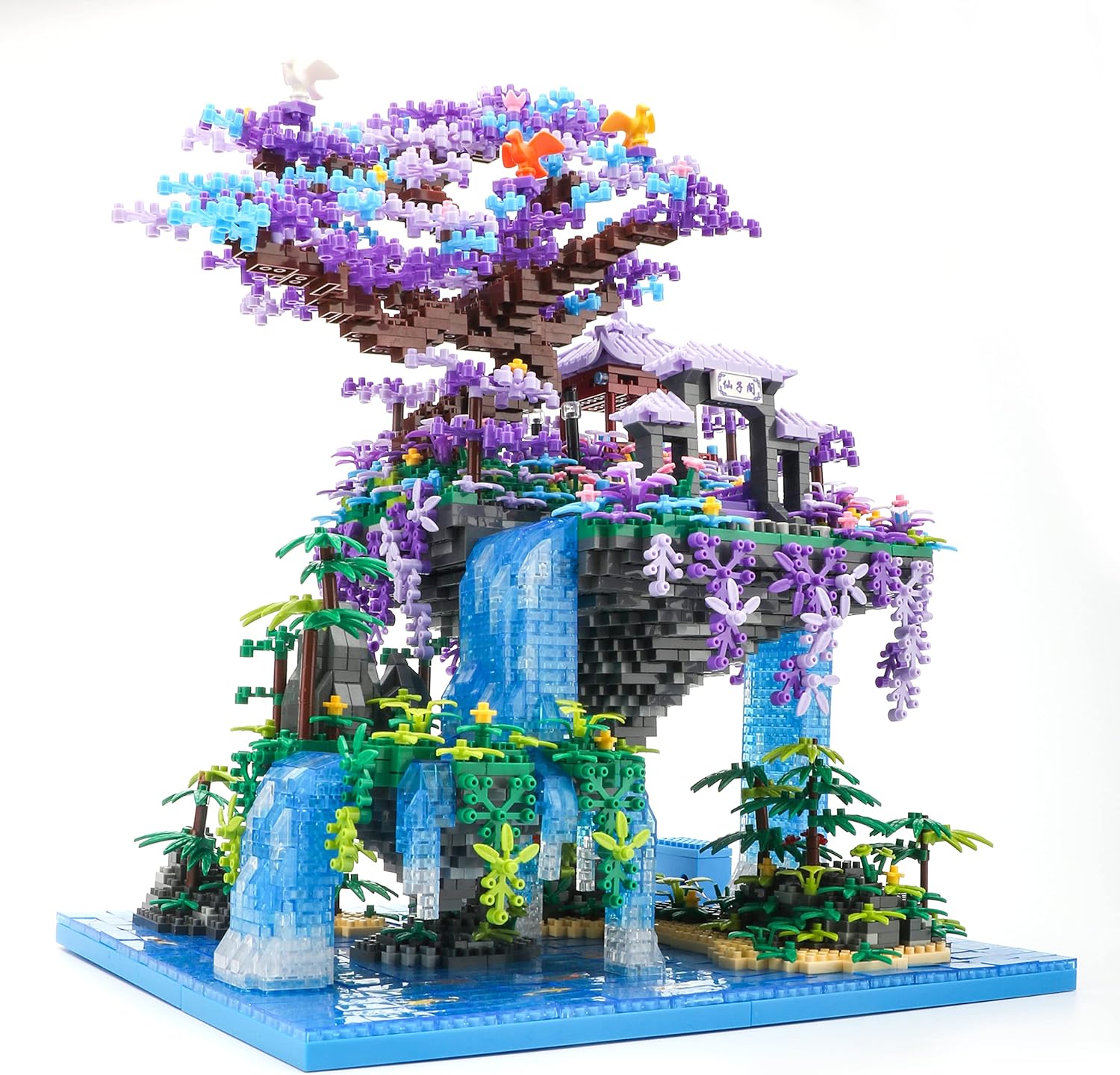 81O8BYYepcL._AC_SL1500_.jpg The Moon Palace Chinese Architecture Micro Building Blocks Set with LED Lights, 4574PCS Cherry Blossom Tree Model Kit, Collectible Cultural Gift for Adults & Teens - Image 2