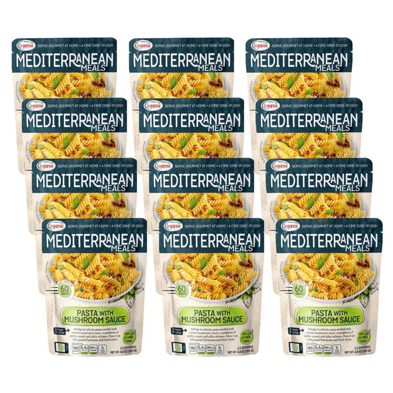 Mediterranean, Ready to Eat Pasta with Mushroom Sauce, No Preservatives, No Colorants, No Artificial Flavors, 8.8 Oz (Pack of 12)
