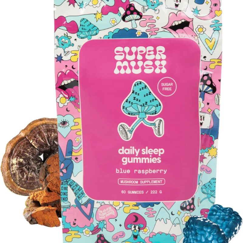 Sleep Gummies for Adults - Mushroom Supplement with Magnesium Citrate, L-Theanine, Chaga, Reishi & Chamomile for Deep Sleep, REM & Detox - Vegan & Sugar-Free - 60 Gummies (30 Servings)