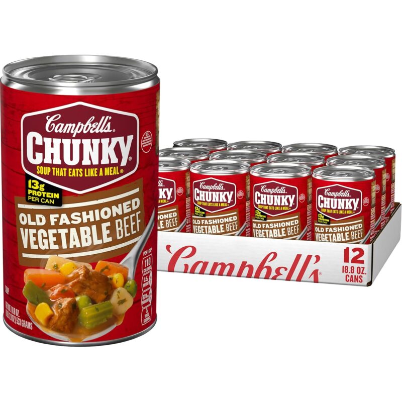 Campbell's Chunky Soup, Old Fashioned Vegetable Beef Soup, 18.8 Ounce Can (12 pack)