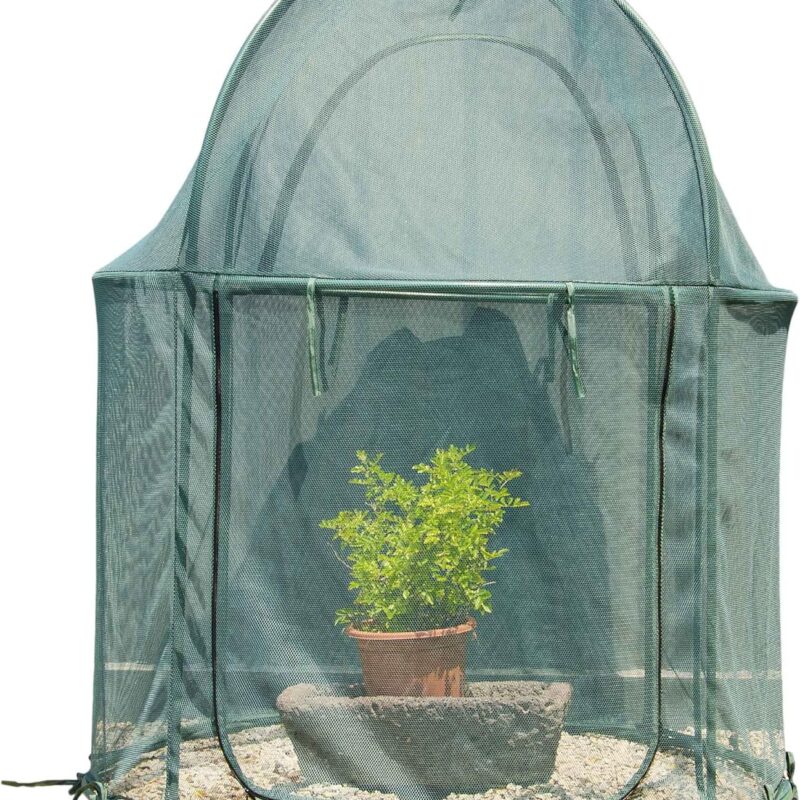 Round 4'x4' Large Plant Mesh Cover 4.9FT Tall Crop Netting Cage Pest Guard Cover for Vegetables Fruits Durable Plant Gardening Net