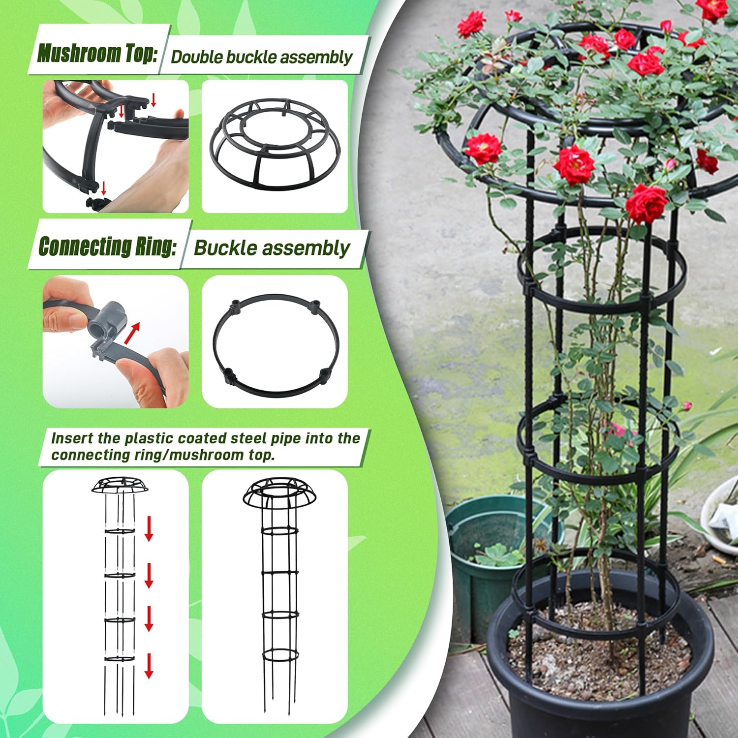 81X2HCBdyRL._AC_SL1500_.jpg Garden Trellis for Climbing Plants, 2 Pack 65 Inch Mushroom Top Trellis for Climbing Plants, Plant Trellis Support for Potted Plants Climbing Vine Rose Clematis Vegetable Outdoor Indoor - Image 5