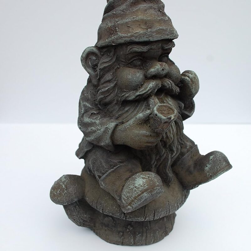 Gnomeo Sitting on a Mushroom Statue Handmade in USA Made of cast Stone Concrete Great for Indoor Our Outdoor 5 finishes Painted Stained or unpainted