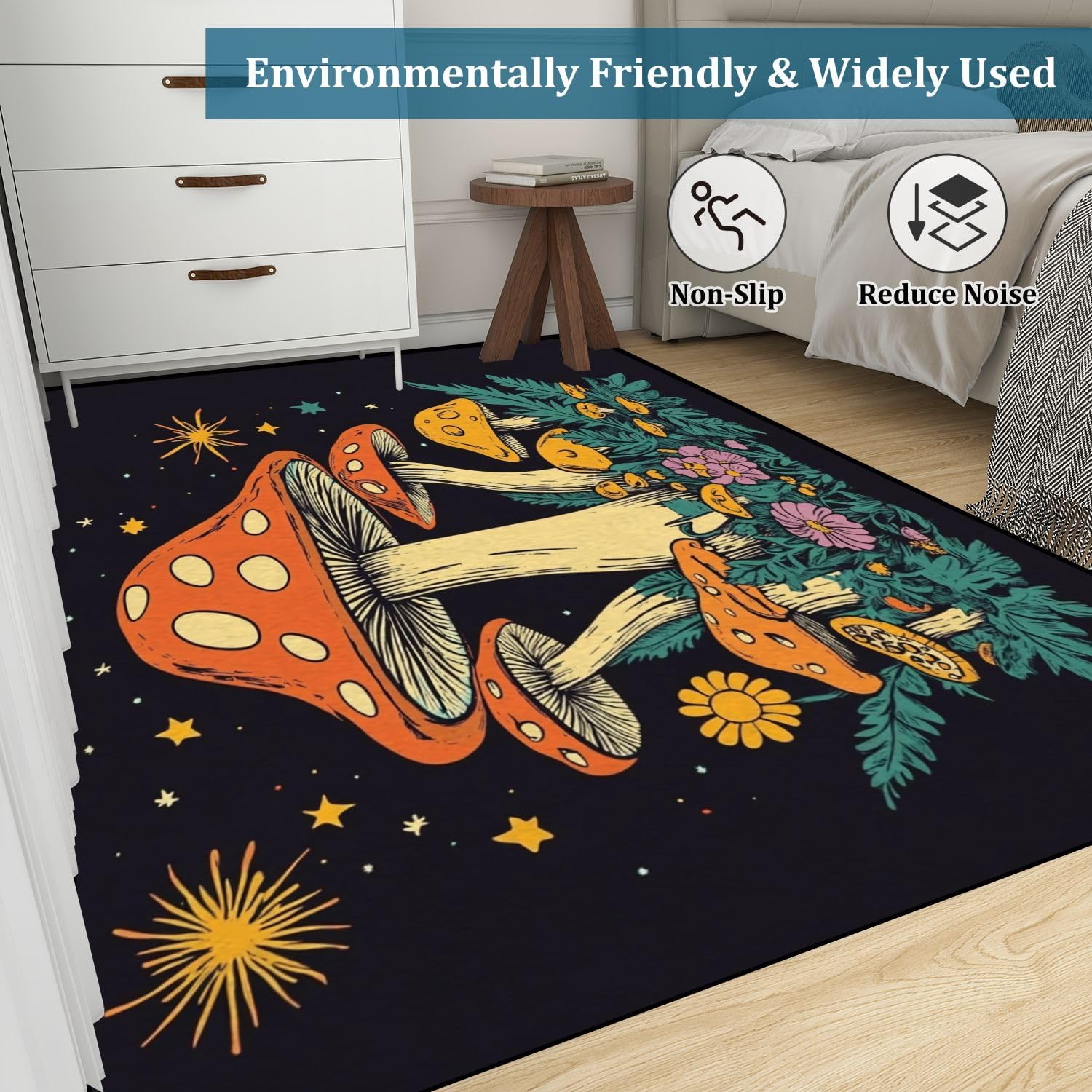 81YfK2cC33L._AC_SL1500_.jpg Mushrooms Like to Forage Mushroom Quotes Poster Area Rug Outdoor Patio Rug Play Mat Modern Floor Carpet Non-Slip Home Decor Living Room Kids Bedroom Nursery, 3x5 ft - Image 6