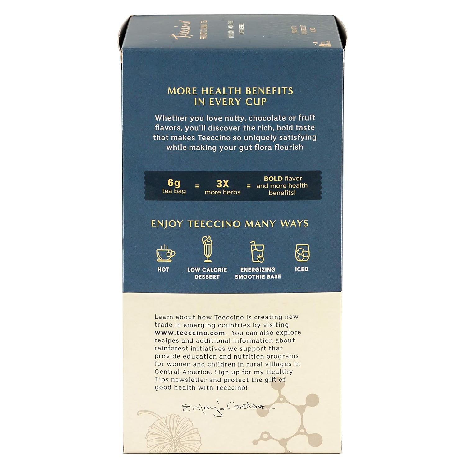 81Zo04BmL._SL1500_.jpg Teeccino Tea Variety Pack - Lion's Mane Rhodiola, Tremella Tulsi, Mango Lemon Balm - Mushroom Adaptogen & Prebiotic Herbal Teas, 25 Tea Bags (Pack of 3) - Image 8