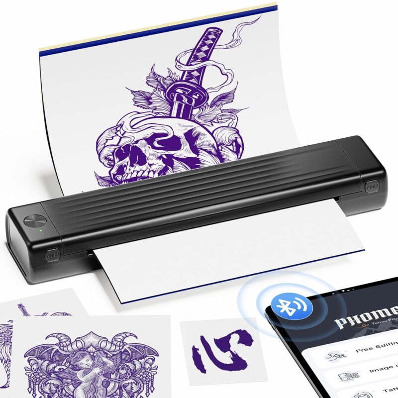 Itari Newly Upgrade A886 Tattoo Stencil Printer for Tattoo Beginner, Tattoo Kit with 10 Pcs Transfer Paper, Tattoo Printers Compatible with Phone, Table & PC, Wireless Tattoo Machine for Tattoo Artist