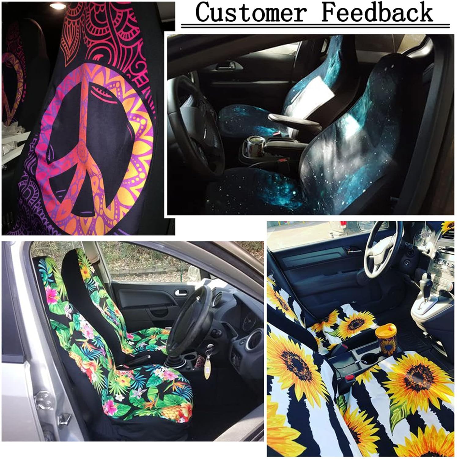 81bk1GDmFUL._AC_SL1500_.jpg Colorful Mushroom Automotive Seat Cover, Cartoon Mushrooms Auto Cup Holders, 12 Pack Car Steering Wheel Accessories, White Spots Black Lipstick Organizer Case Key Ring - Image 4