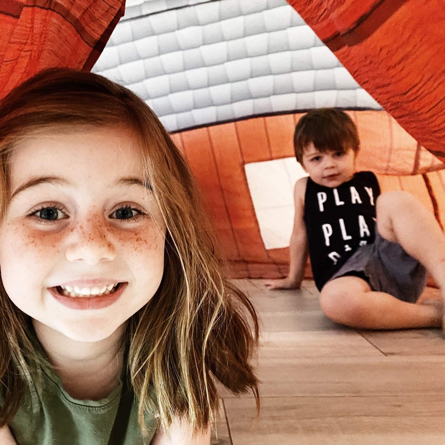 81brpXB5XNL._AC_SL1500_.jpg The Original Patented AirFort - Build A Fort in 30 Seconds, Inflatable Fort for Kids, Play Tent for 3-12 Years, A Playhouse Where Imagination Runs Wild, Fan not Included (Farmer's Barn) - Image 2