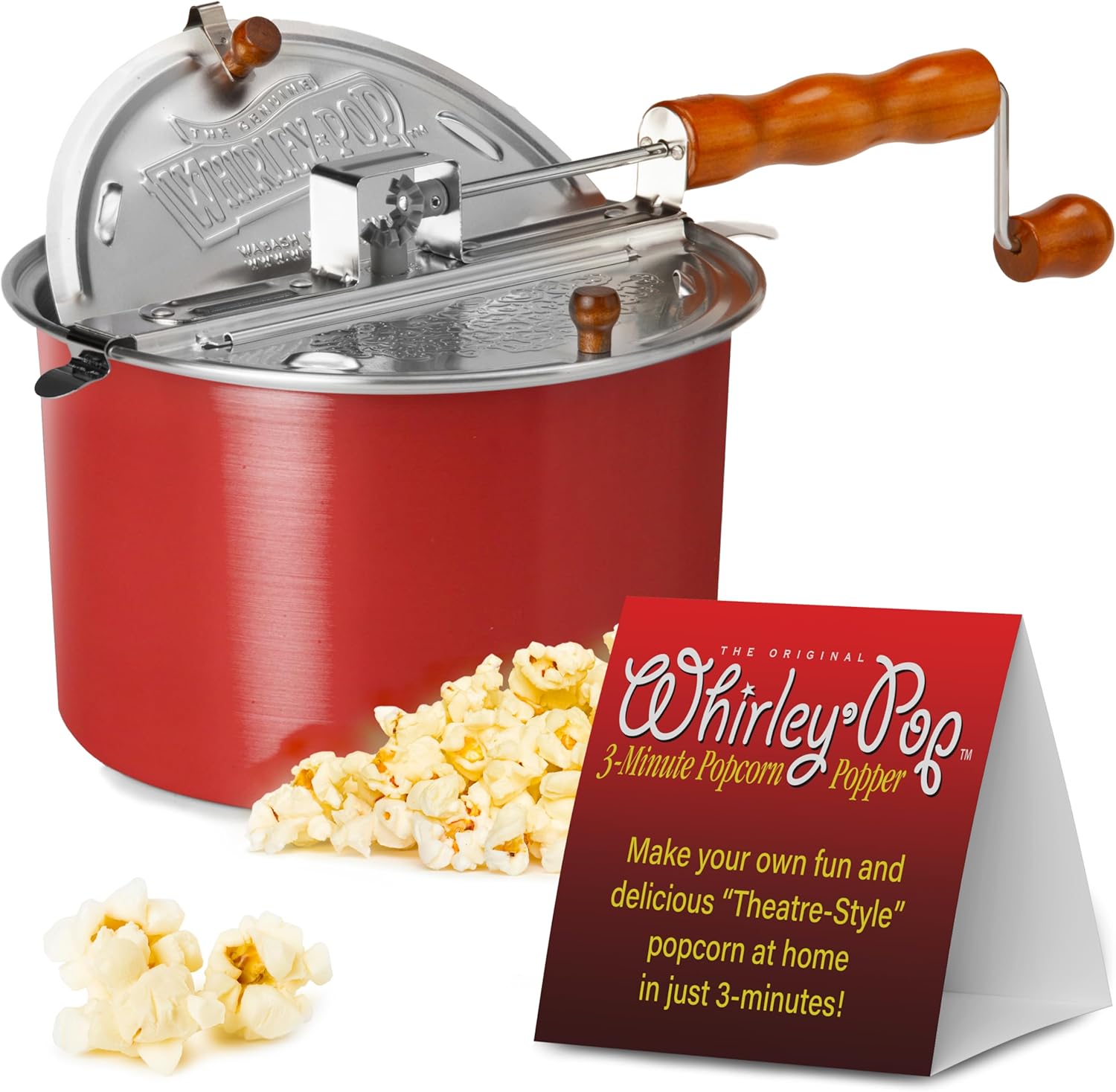 81e9HiLy3lL._AC_SL1500_.jpg Original Whirley-Pop Popcorn Popper - Nylon Gear - Red and Extra Large Mushroom Popcorn Kernels - 6 lb of Large Mushroom Shaped Popcorn Kernels - Image 2