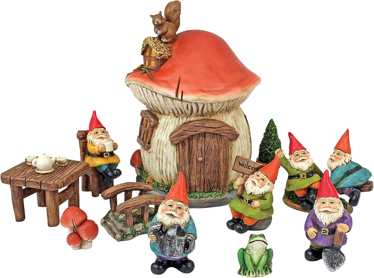 81ehJjPUp5L._AC_SL1500_.jpg Garden Gnome Statue - Tiny Forest Friends - Gnome House - Fairy Garden - Gnome Village - Image 4