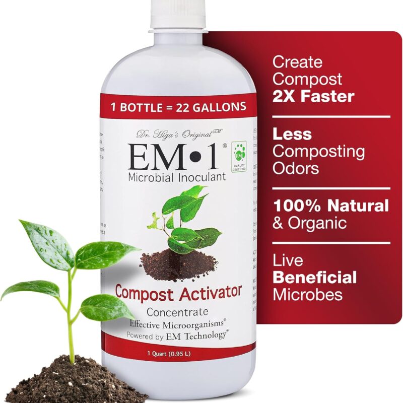 TeraGanix Compost Accelerator (1 Bottle = 22 Gallons), Reduce Odors, Liquid Compost Starter Concentrate, Reduce Composting Time, USDA Organic, 1 Quart (32 fl oz)