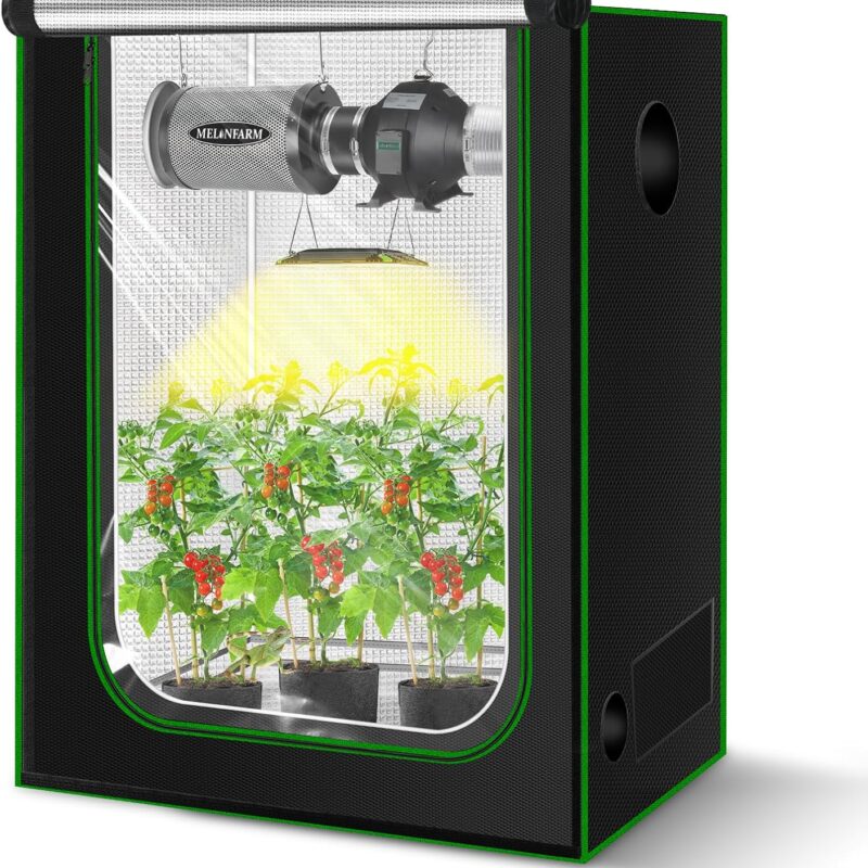 MELONFARM 2x4 Grow Tent, 48"x24"x60" Grow Tent, Double Transparent Viewing Door Indoor Grow Tent, Growing Tent with High Reflective Mylar & Floor Tray, Plant Tent for Indoor Hydroponics Growing