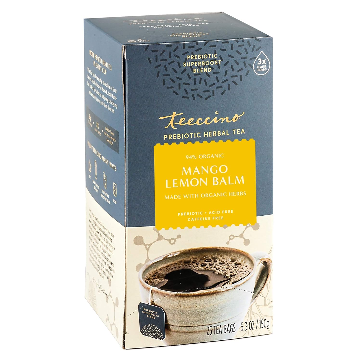 81leQWyzNbL._SL1500_.jpg Teeccino Tea Variety Pack - Lion's Mane Rhodiola, Tremella Tulsi, Mango Lemon Balm - Mushroom Adaptogen & Prebiotic Herbal Teas, 25 Tea Bags (Pack of 3) - Image 6