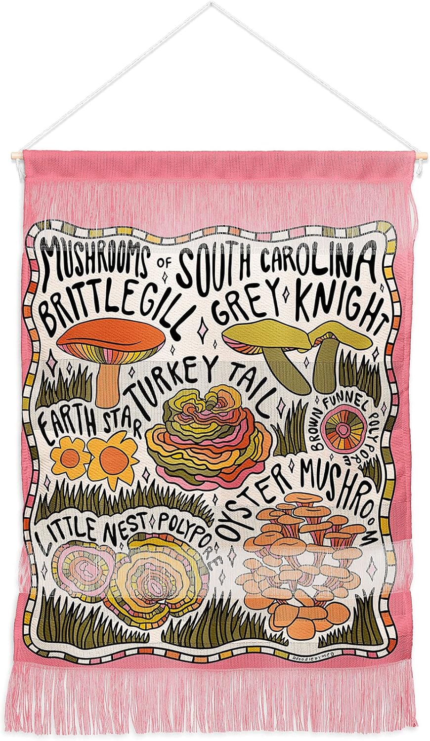 81lxQgnBQuS._AC_SL1500_.jpg Society6 2021 Fiber Wall Hanging, 22" x 31 1/2", Doodle by Meg Mushrooms of South Carolina