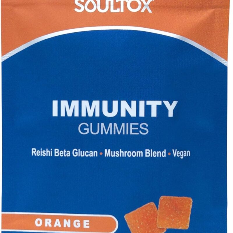 Soultox Immunity Reishi Beta Glucan Gummies - Elevate Your Immunity Naturally - Vegan Formula with Potent Mushroom Blend for Robust Health - Natural Ingredients - 10 Pack
