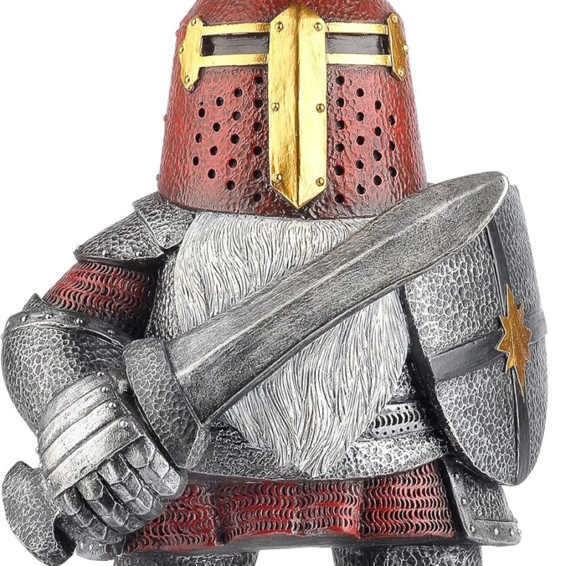 Design Toscano The Knight of The Round Mushroom Medieval Garden Gnome Warrior Statue