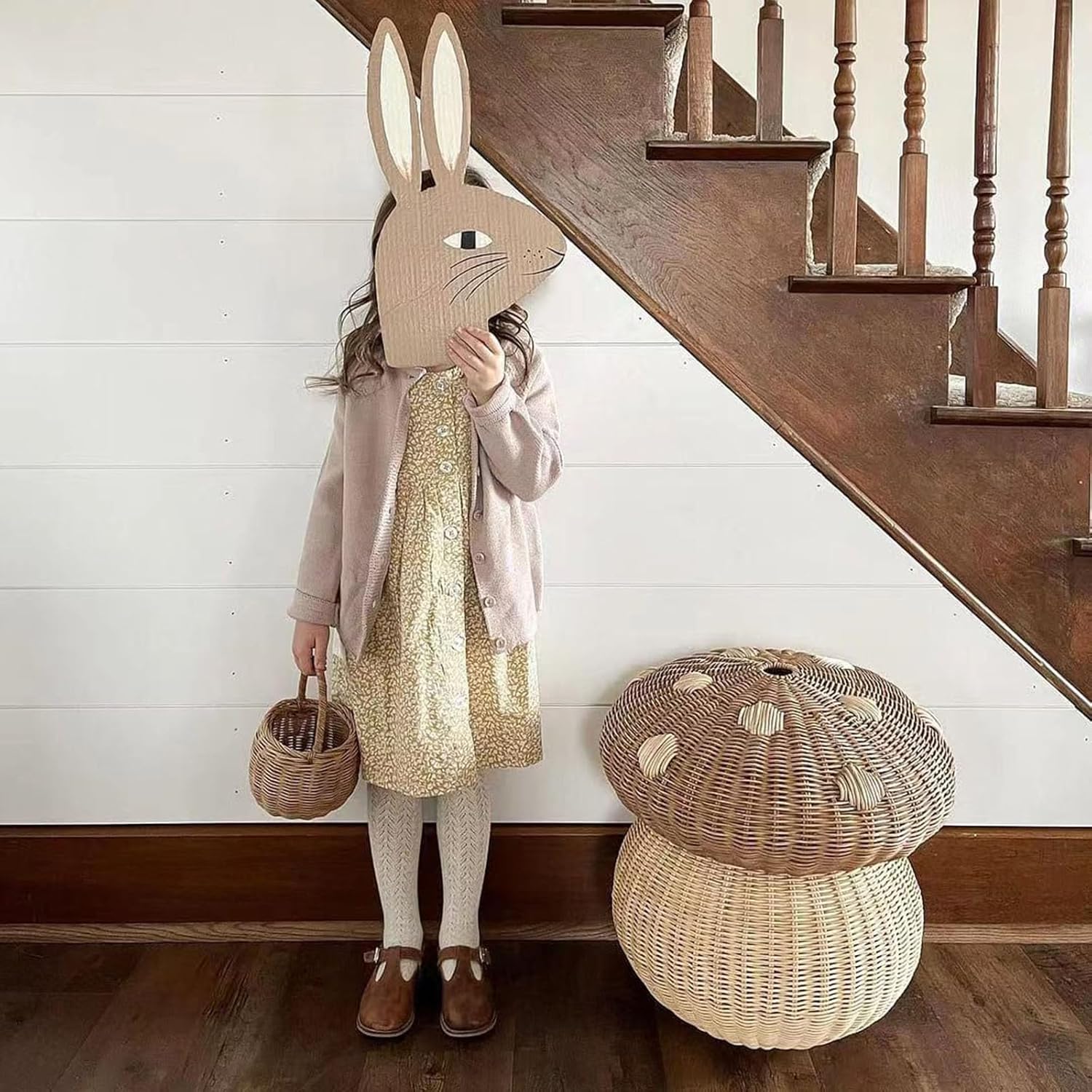 81nbNR4nPRL._AC_SL1500_.jpg Natural Handmade Rattan Mushroom Storage Basket with Lid, Mushroom Shape Decorative Wicker Woven Basket for Fruit、Baby Toys、Bathroom Laundry Dirty Clothes - Image 8
