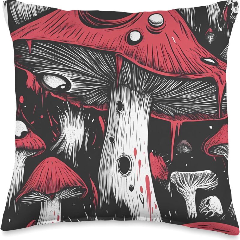 Weirdcore Aesthetic Mushroom Eyes Strangecore Traumacore Throw Pillow