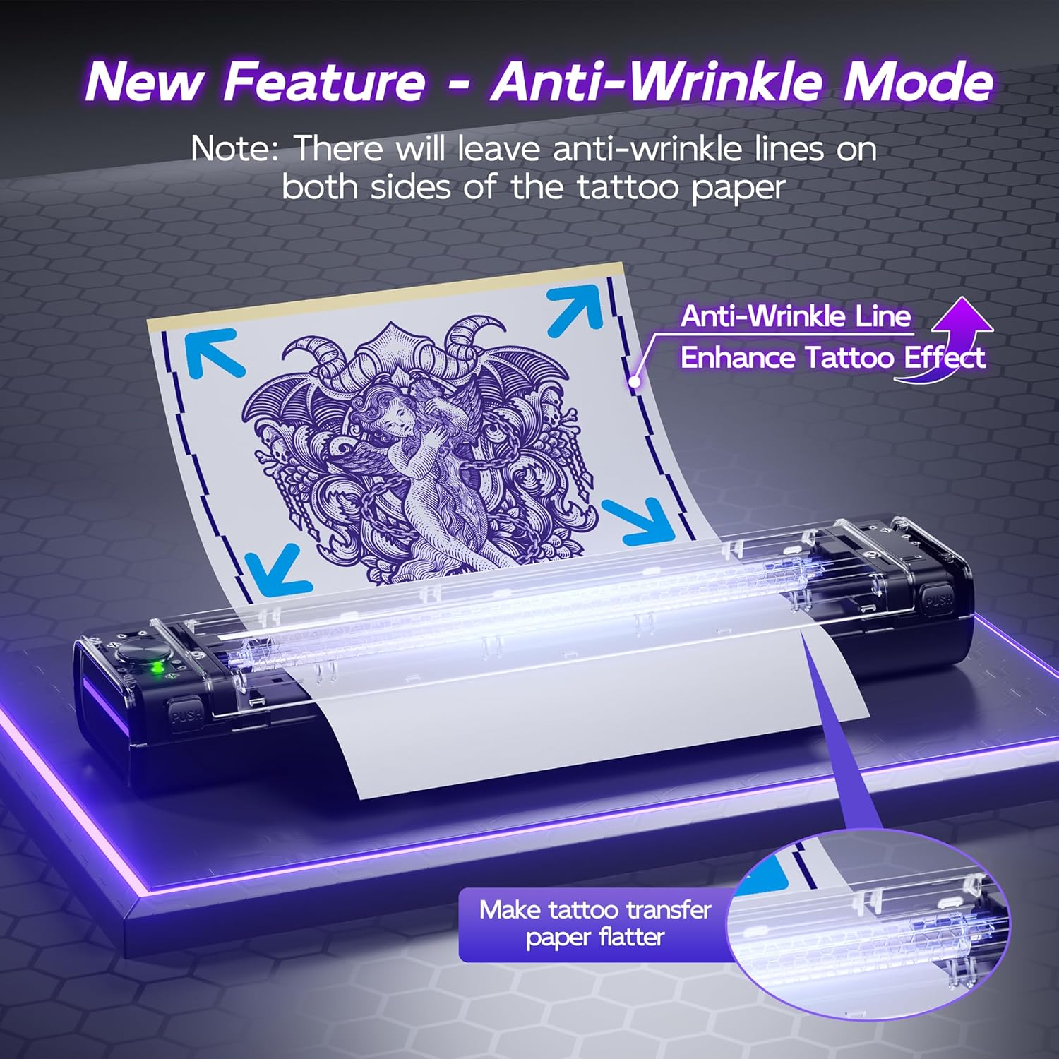 81pNepphpJL._SL1500_.jpg Itari Newly Upgrade A886 Tattoo Stencil Printer for Tattoo Beginner, Tattoo Kit with 10 Pcs Transfer Paper, Tattoo Printers Compatible with Phone, Table & PC, Wireless Tattoo Machine for Tattoo Artist - Image 2