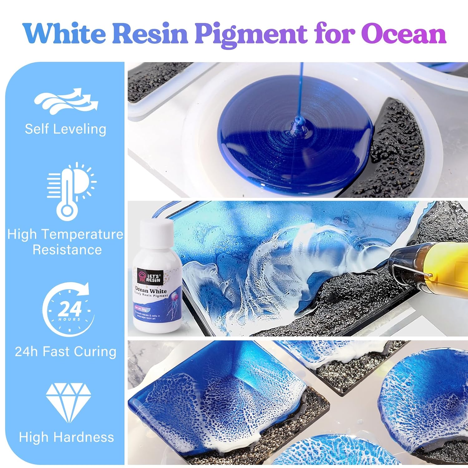 81tSaqhW1GL._SL1500_.jpg LET'S RESIN 1 Gallon Epoxy Resin Kit with Color Pigment, Crystal Clear & No Bubble Epoxy Kit, Not Yellowing & Low Odor Casting Resin for Art, Craft, Jewelry, River Table - Image 5