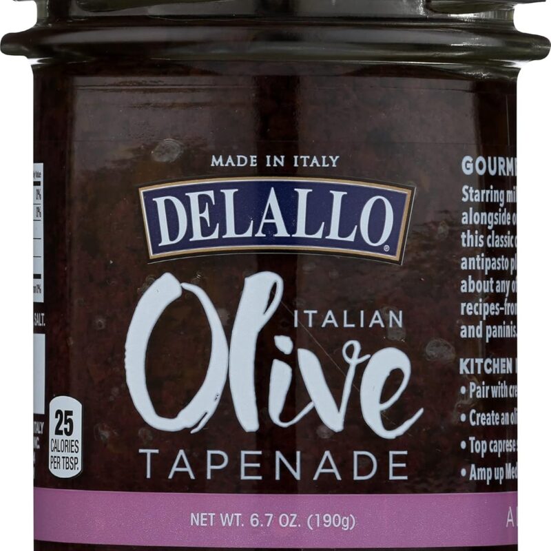 Delallo Italian Olive Tapenade in Oil, All Natural, 6.7 Ounce (Pack of 6)