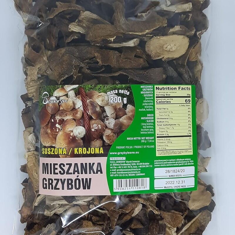 Seweryn Wild Dried Mushrooms Handpicked Forest Mix Sliced 200 gr / 7.04 OZ from Poland (2 Pack)