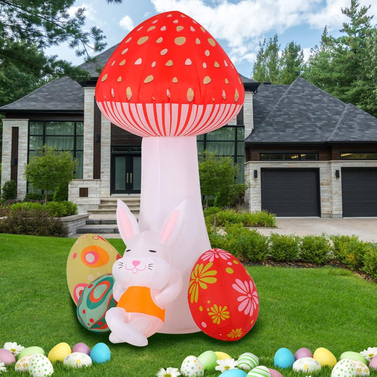 81vAK2H0rL._AC_SL1200_.jpg Easter Inflatable Bunny Outdoor Decorations 7FT Blow Giant Mushroom Sleeping Rabbit with Eggs Decor Build-in LEDs for Yard Garden Lawn Indoors Outdoors Home Holiday… - Image 3