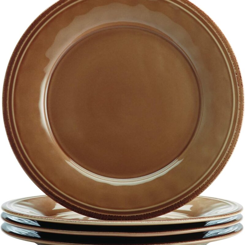 Rachael Ray Cucina Dinnerware 16-Piece Stoneware Dinnerware Set, Mushroom Brown