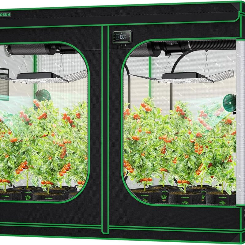 VIVOSUN S848 4x8 Grow Tent, 96"x48"x80" High Reflective Mylar with Observation Window and Floor Tray for Hydroponics Indoor Plant for VS4000/VSF4300