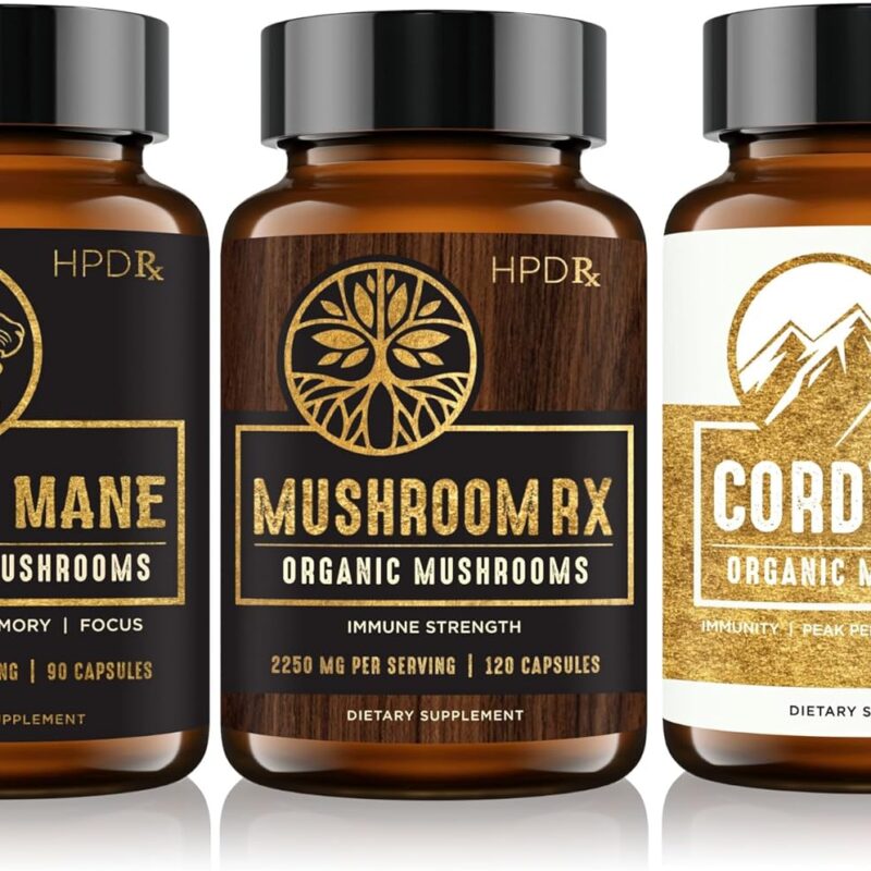 Organic Mushrooms Bundle | Mushroom Rx, Lions Mane & Cordyceps | for Immunity, Mind & Body Health