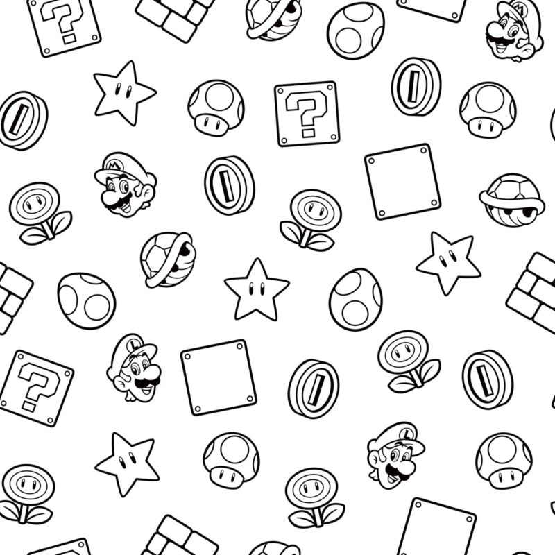 RoomMates Nintendo Super Mario Power Up Icons Black and White Peel and Stick Wallpaper, RMWS1268