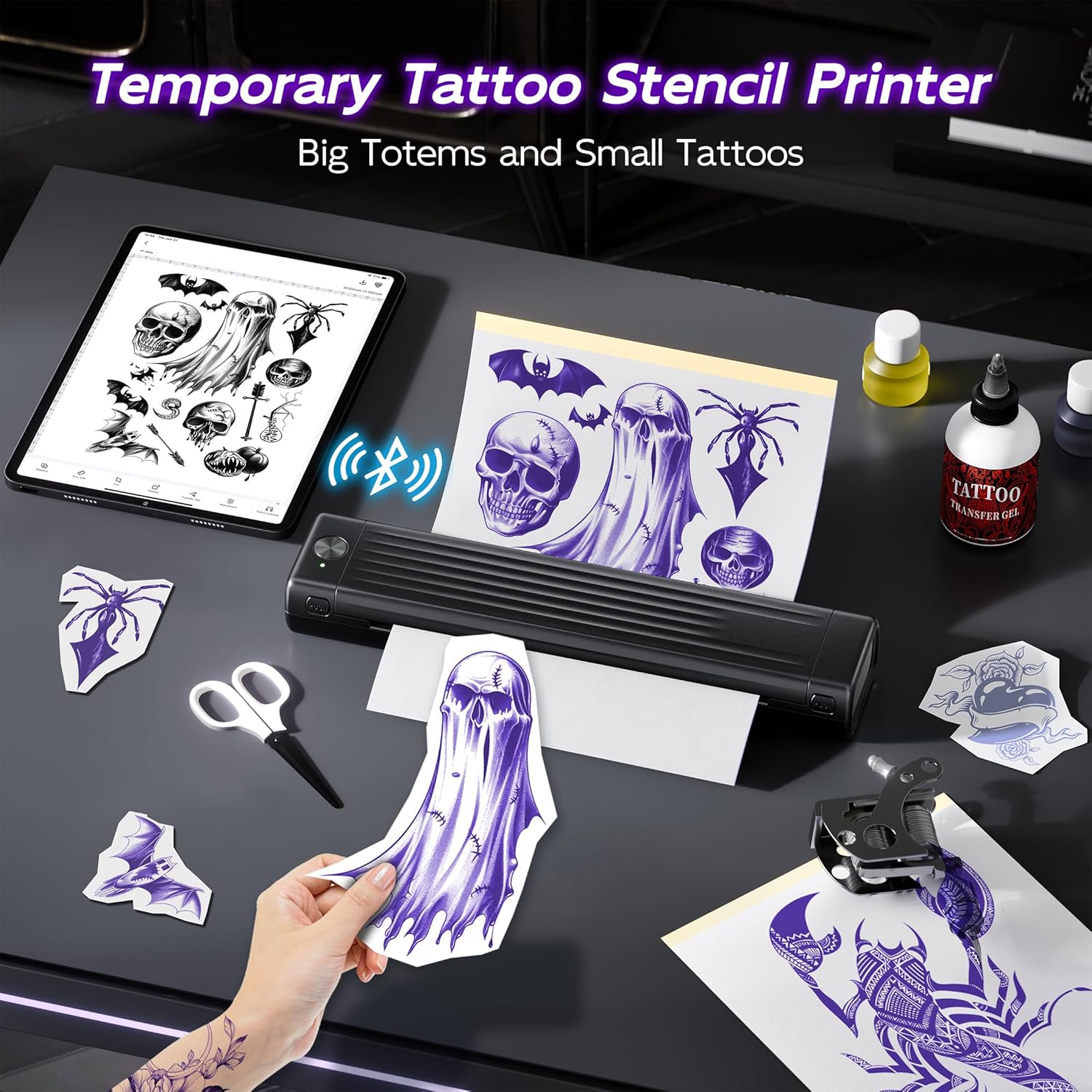 81zdg6UYoJL._SL1500_.jpg Itari Newly Upgrade A886 Tattoo Stencil Printer for Tattoo Beginner, Tattoo Kit with 10 Pcs Transfer Paper, Tattoo Printers Compatible with Phone, Table & PC, Wireless Tattoo Machine for Tattoo Artist - Image 8