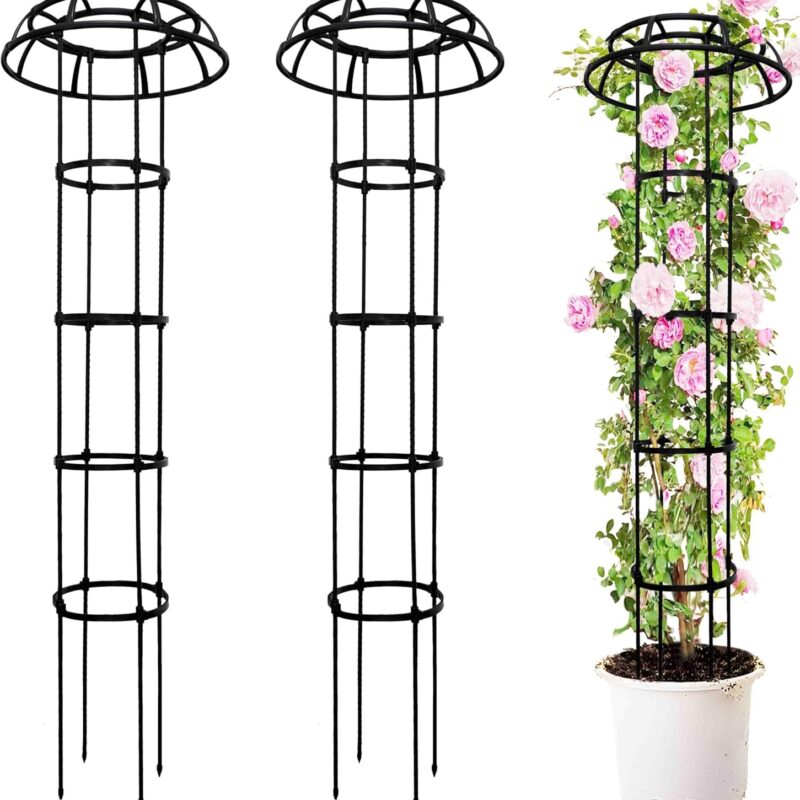 2 Packs 65"Garden Trellis for Climbing Plants,Mushroom Shape Top Enhanced Support Plant Trellis for Potted Plants,Outdoor Heavy-Duty Stable Obelisk Trellis for Clematis,Cucumber,Tomato,Grape,Rose,Pea