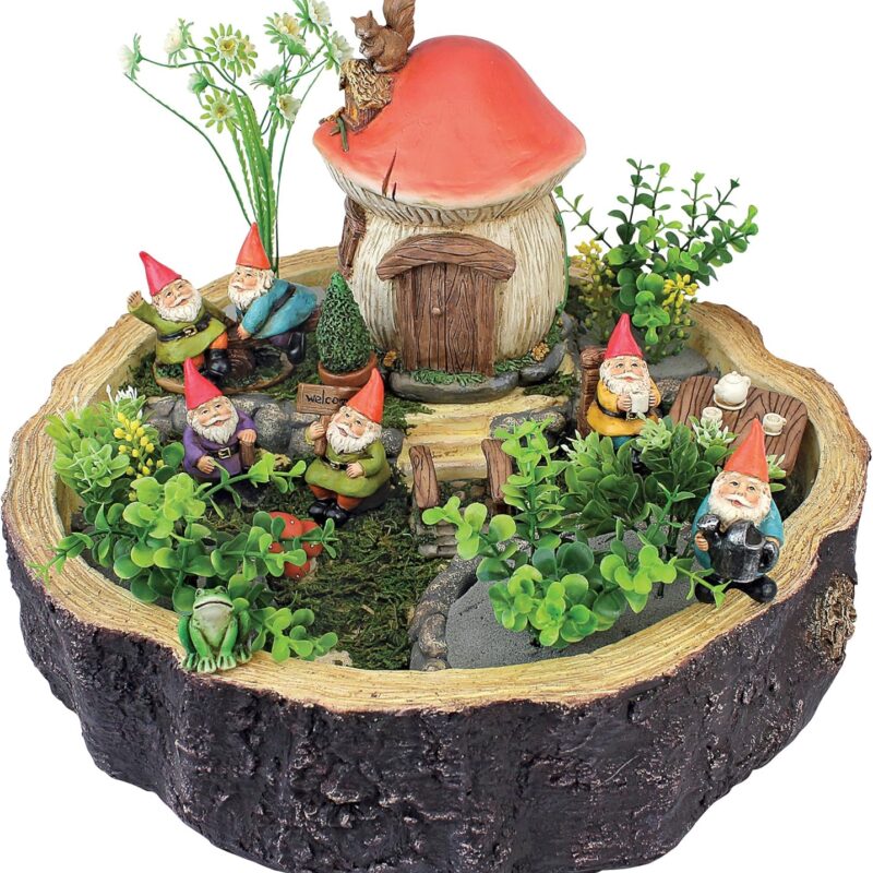 Garden Gnome Statue - Tiny Forest Friends - Gnome House - Fairy Garden - Gnome Village