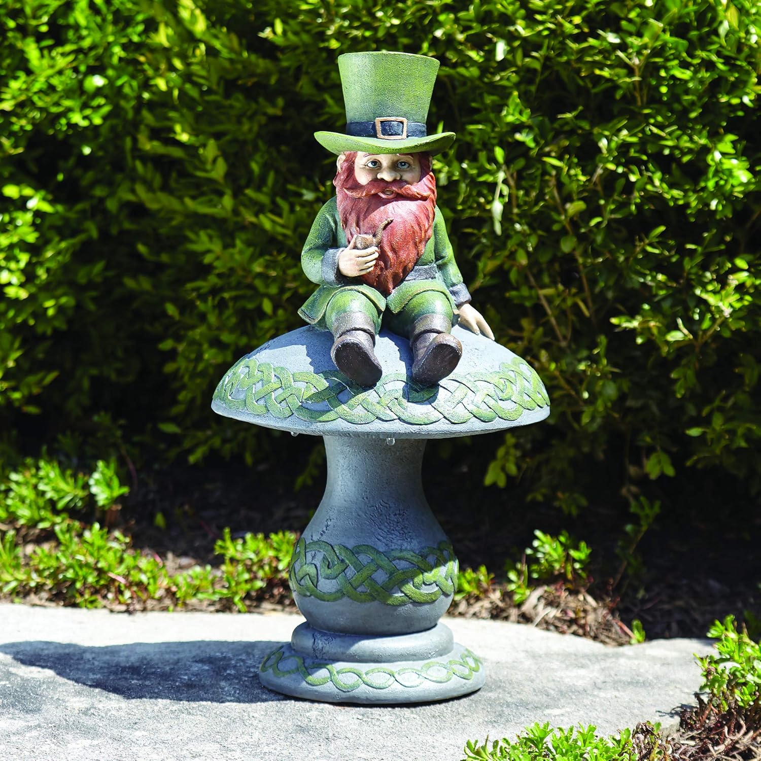 913fht2Y4VL._AC_SL1500_.jpg Roman Garden - LED Leprechaun on Mushroom Garden Statue, 16.75" H, Irish Collection, Resin and Stone, Decorative, Garden Gift, Home Outdoor Decor, Durable, Long Lasting - Image 2