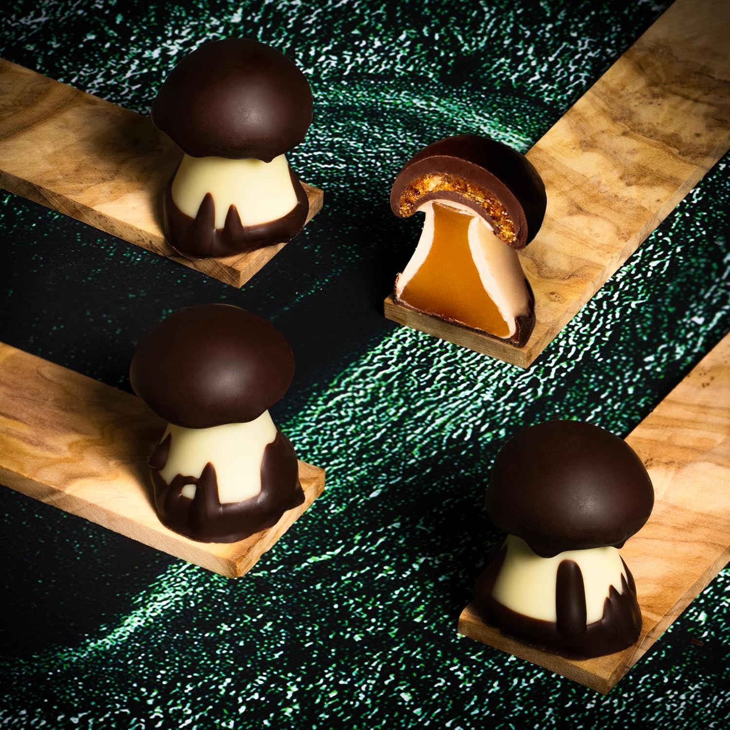 917e7siiGWL._SL1500_.jpg Cluizel Champignon Chocolate Mushrooms, 7 Count, Caramel and Nougatine Filled - Image 2