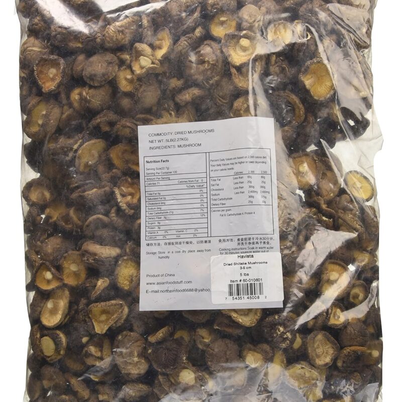 Havista Dried Shiitake Mushrooms, 3-5 Cm, 5 Pound