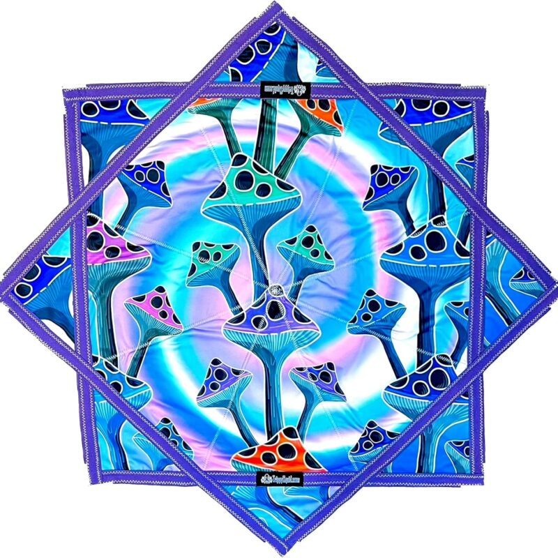 FlowStar - UV Reactive, 2X Sided Print, Vibrant Colors, Juggling Dapo Star (26in, Mushroom Tie Die (UV))