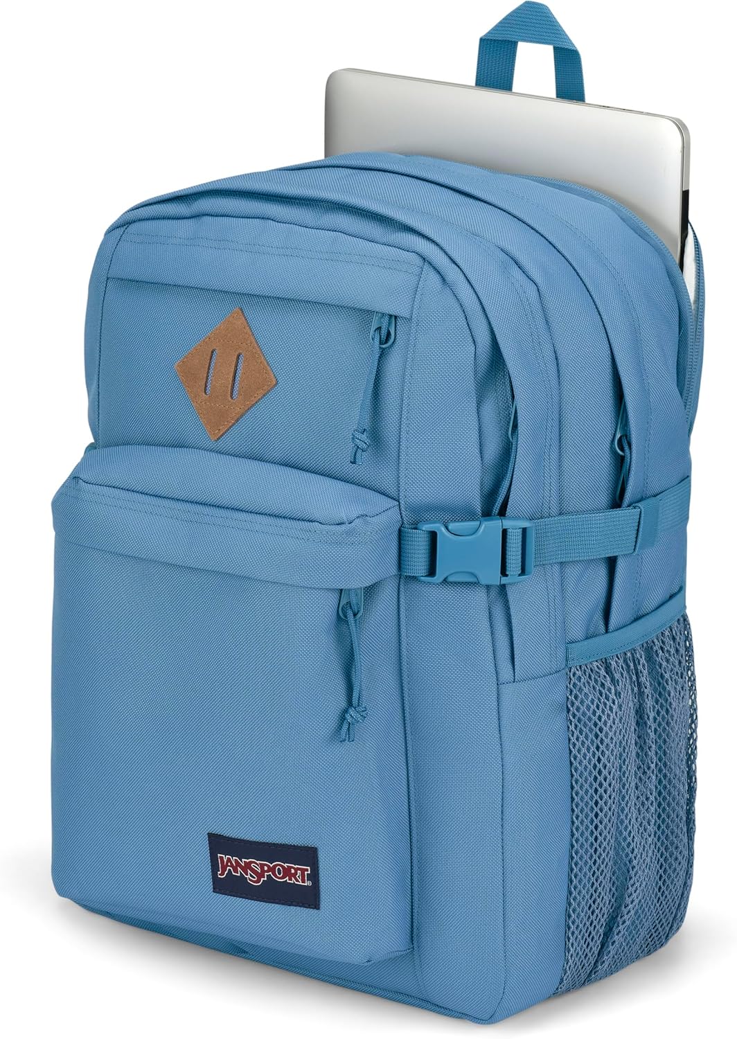 91Wu1RVS2JL._AC_SL1500_.jpg JanSport Main Campus FX Backpack - Travel or Work Bag w 15-Inch Laptop Pack with Leather Trim, Elemental Blue - Image 3