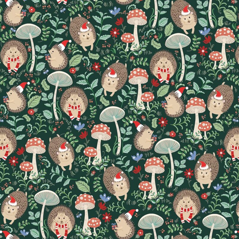 Jillson Roberts Gift Wrapping Paper, Holiday Hedgehog (6 Jumbo Rolls 10ft x 30in)