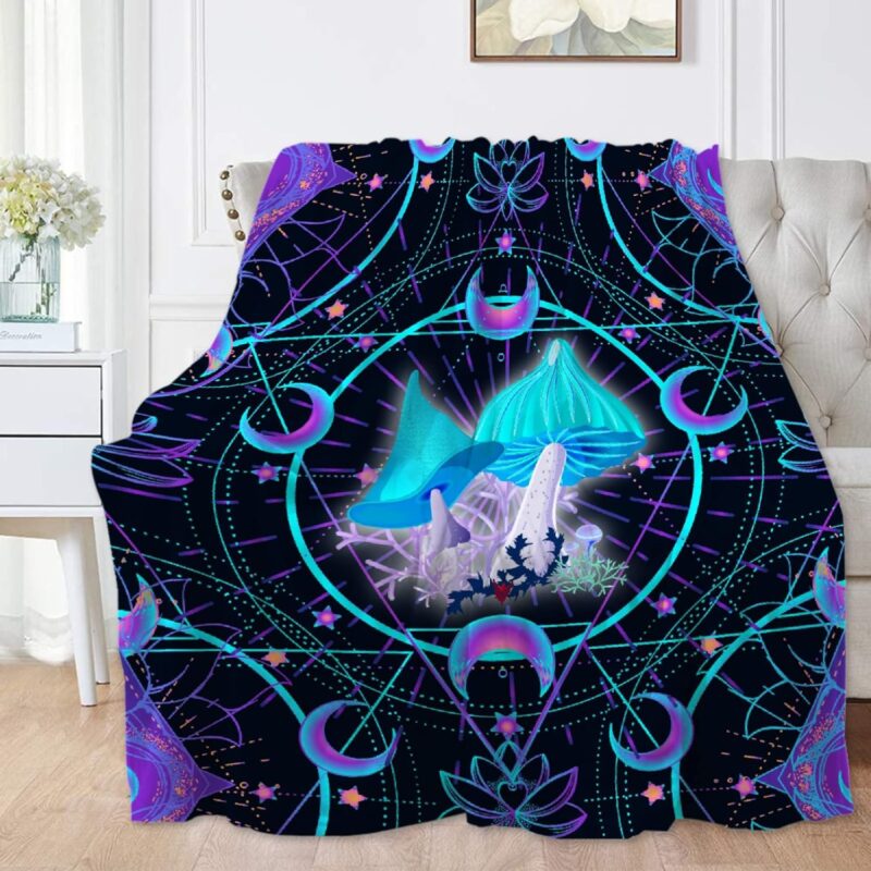 Trippy Psychedelic Mushroom Soft Blanket for Couch Bed Camping Cute All-Seasons Home Decor- Birthday Gifts for Boys Women Fuzzy Cozy Throws 90"x120" for Family/Oversized King