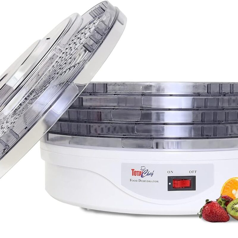 Total Chef 5-Tier Food Dehydrator - Liofilizadora, Air Drying Jerky, Fruit, Vegetable, Mushroom, Meat, Fish & More, Counter Top Alimentos Deshidratador For Home With Dishwasher Safe Trays Rack