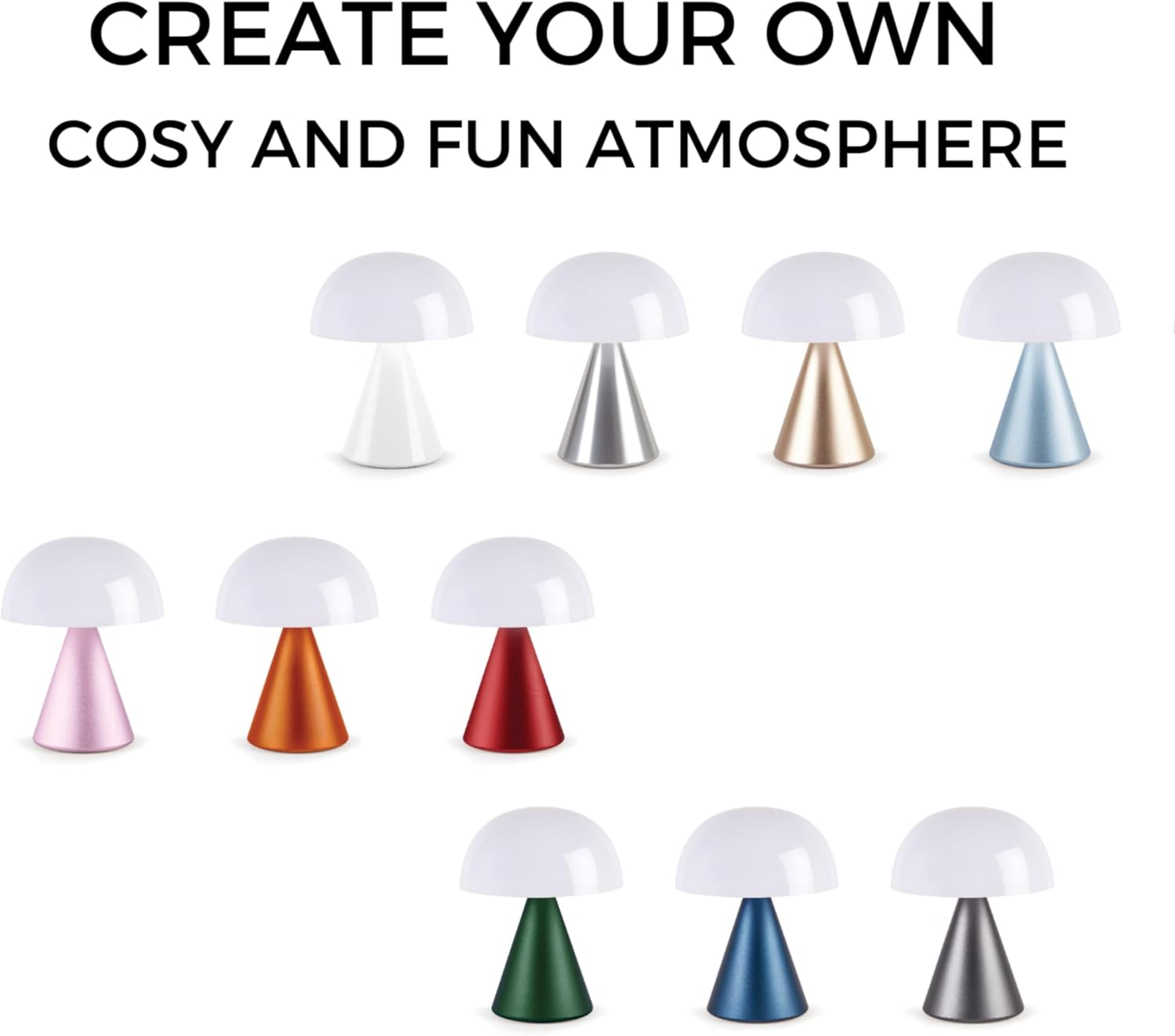 1746752167_61dzreK0iGL._AC_SL1500_.jpg Lexon Mina L Mushroom Lamp - 9 LED Color Table Lamp for Bedrooms, Living Room & Office - Cordless, Rechargeable with 24h Light & Dimmer, Aluminum, Large - Gun Metal - Image 6