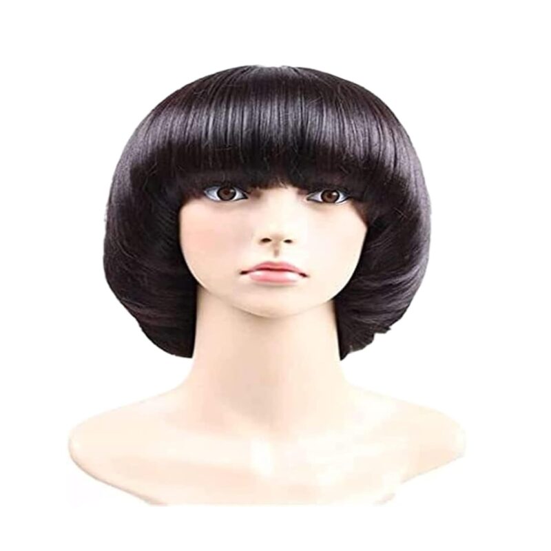 Wigs Afro Girls Cosplay Mushroom Wig Short Haircut With Bangs Bob Wig For Black Boy Wig for Daily Party Women, Onecolor