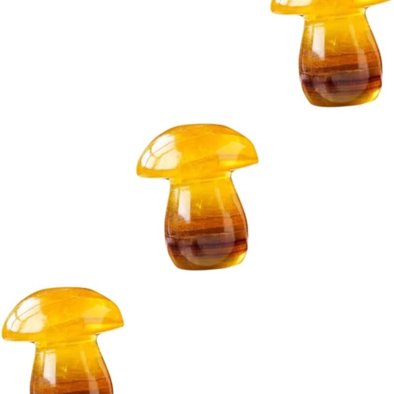 3pcs Crystal Stone Mushroom Pot Mushroom Decor Tub Mushroom Tabletop Decor Mushroom Figurines Tiny Gemstone Mushrooms Potted Plant Pot Plant Mushroom Adornment Stone Decor(3)